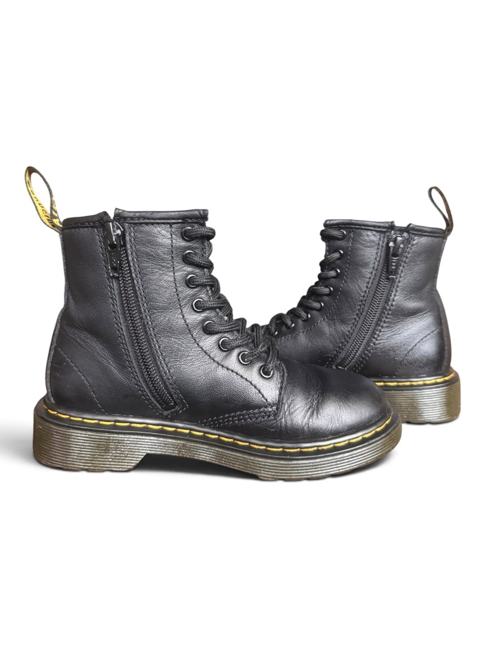 Dr. Martens 1460J Black Leather Kids Combat Boots Side Zip US 12